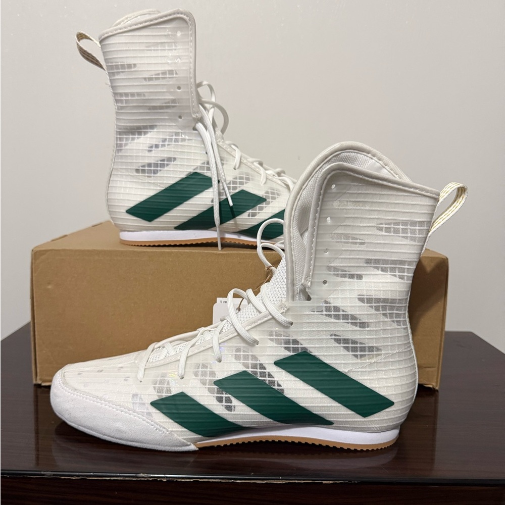 Adidas Box Hog 4 Boxing Shoes Men's 5.5 / Women 6.5 White Green Gold IH2731 NWT